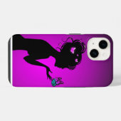 Coque Pour iPhone 14 La femme papillons violets iPhoneケース (裏面横)