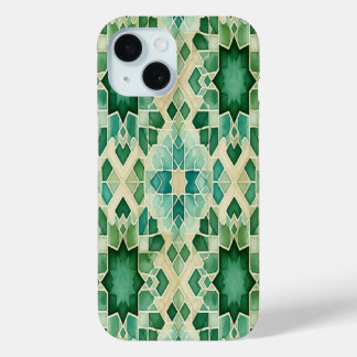 Coque Téléphone Zellige Algérien Vert et Turquoise iPhone 15ケース