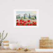 Coquelicots en fête fleurs rouges. ポスター (キッチン)