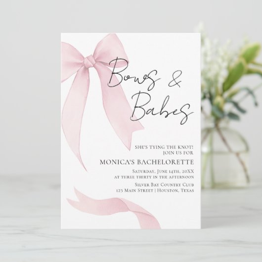 Coquete pink bow Bachelorette Party 招待状 (スタンド正面)