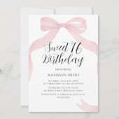 Coquete pink bow Sweet Sixteen invitation 招待状 (正面)