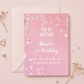 Coquette 1st Birthday Invitations Pink Bow 招待状
