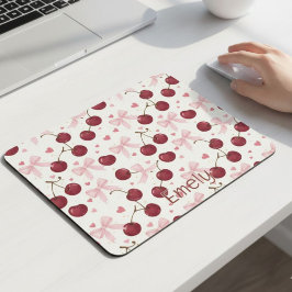Coquette Aesthetic Mouse Pad Cherry Red Bows  マウスパッド