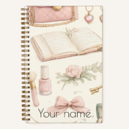 Coquette Aesthetic Pink Bow Makeup Personalized No ノートブック