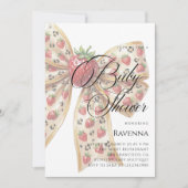 Coquette Berry Bow Simple Template Baby Shower 招待状 (正面)