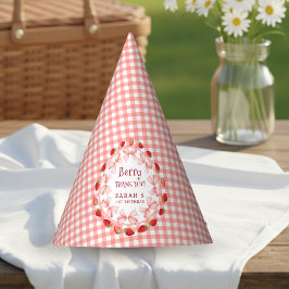 Coquette Berry First Birthday Red Gingham パーティーハット