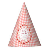 Coquette Berry First Birthday Red Gingham パーティーハット (正面)