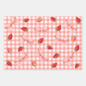 Coquette Berry First Birthday Red Gingham ラッピングペーパーシート (正面)