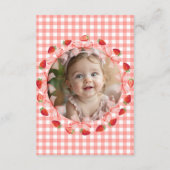 Coquette Berry First Birthday Red Gingham Photo サンキューカード (裏面)