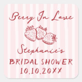 Coquette Berry In Love Bridal Shower Thank You スクエアシール (正面)