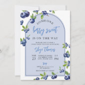 Coquette Berry Sweet blueberry Baby Shower 招待状 (正面)
