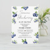 Coquette Berry Sweet blueberry Baby Shower 招待状 (スタンド正面)