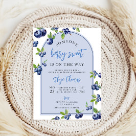 Coquette Berry Sweet blueberry Baby Shower 招待状