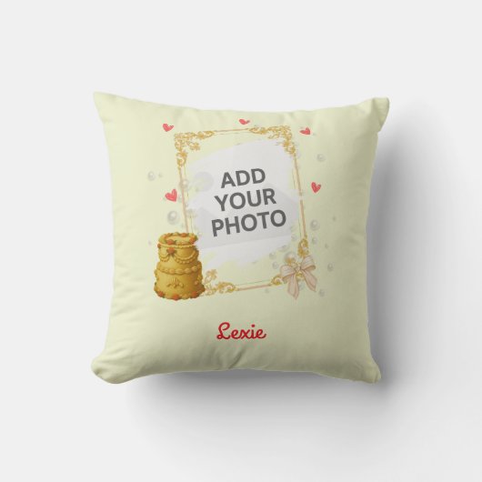 Coquette Birthday Throw Pillow Gift クッション (正面)