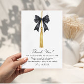 Coquette Black Bow on Tassel Graduation  サンキューカード