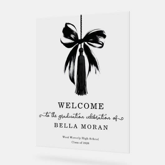 Coquette Black Bow & Tassel Graduation Party Sign アクリルサイン (傾斜)