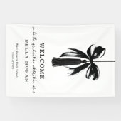 Coquette Black Bow & Tassel Graduation Party Sign 横断幕 (横)