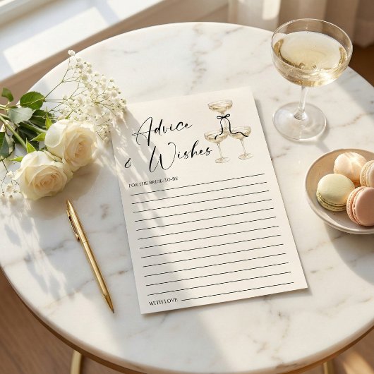 Coquette Black Ribbon Bridal Shower Advice and アドバイスカード