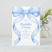 Coquette Blue Bow Birthday Invitation 招待状 (スタンド正面)