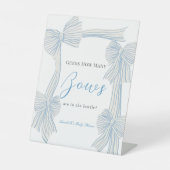 Coquette Blue Bow/Ribbon Baby Shower How Many Bows 台座サイン (正面)