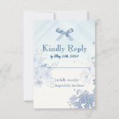 Coquette Blue Bow RSVP Card - Watercolor Floral (正面)