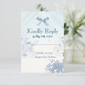 Coquette Blue Bow RSVP Card - Watercolor Floral (スタンド正面)