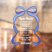 Coquette Blue Bow Small Business Open Hours ウィンドウサイン (シート2)