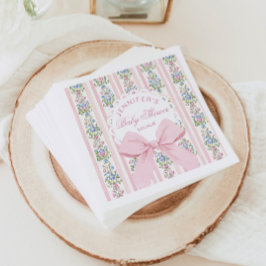 Coquette Blush Pink Bow Rose Baby Shower スタンダードカクテルナプキン