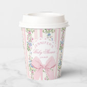 Coquette Blush Pink Bow Rose Baby Shower 紙コップ (裏面)