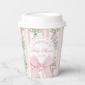 Coquette Blush Pink Bow Rose Baby Shower 紙コップ (正面)