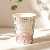 Coquette Blush Pink Bow Rose Baby Shower 紙コップ