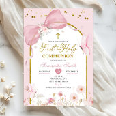 Coquette Blush Pink Butterfly First Holy Communion 招待状