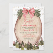 Coquette Blush Pink Rustic Winter Baby Shower 招待状 (正面)