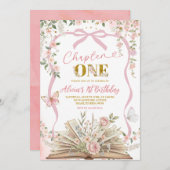 coquette blush pink storybook birthday 招待状 (正面/裏面)