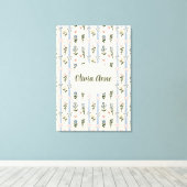 Coquette Botanical Pink Bow Custom Name Nursery キャンバスプリント (インサイチュ (ウッドフロア))