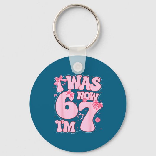 Coquette Bow 7th Birthday Girl I Was 6 Now I'm 7 Y キーホルダー (正面)