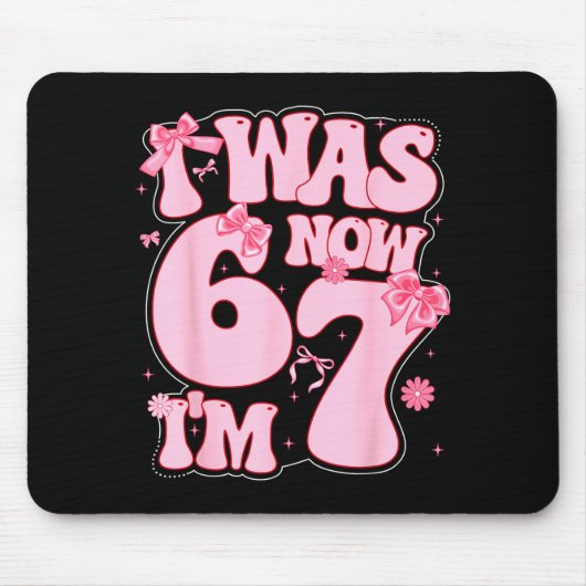 Coquette Bow 7th Birthday Girl I Was 6 Now I'm 7 Y マウスパッド (正面)