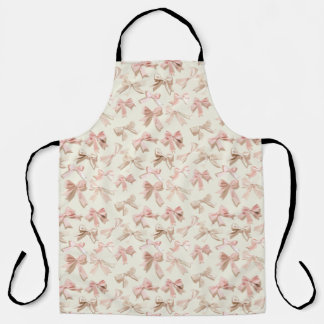 Coquette Bow Apron | Blush Pink Ribbon Pattern  エプロン