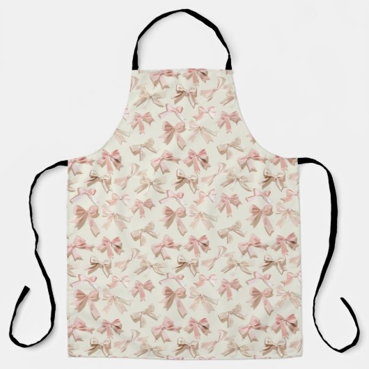 Coquette Bow Apron | Blush Pink Ribbon Pattern  エプロン (正面)