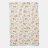 Coquette Bow Apron | Blush Pink Ribbon Pattern  キッチンタオル (縦)
