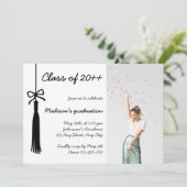 Coquette Bow Black & White Photo 2026 Graduation 招待状 (スタンド正面)