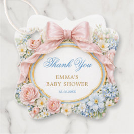 Coquette Bow Bloom Baby Shower Thank You フェイバータグ