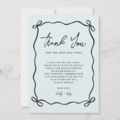 Coquette Bow Blue Wedding Photo サンキューカード (正面)