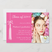 Coquette Bow Blush Hot Pink Photo 2026 Graduation 招待状 (正面)