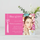 Coquette Bow Blush Hot Pink Photo 2026 Graduation 招待状 (スタンド正面)