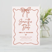 Coquette Bow Border Wedding Save The Date 招待状 (スタンド正面)