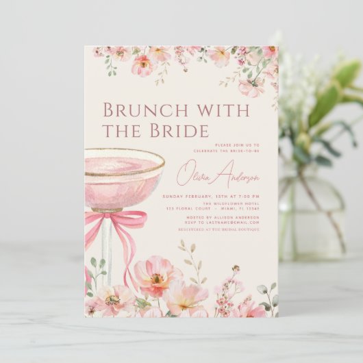 Coquette Bow Brunch with The Bride Bridal Shower 招待状 (スタンド正面)