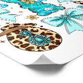 Coquette Bow Bunny Rabbit Eggs Happy Easter Cowboy ポスター (角)