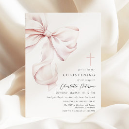 Coquette Bow Christening Invitation 招待状
