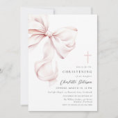 Coquette Bow Christening Invitation 招待状 (正面)